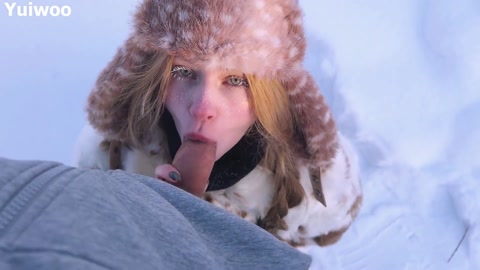 -30°C❄️ It's very cold, but the cute russian girl wants ice cream in her Mouth